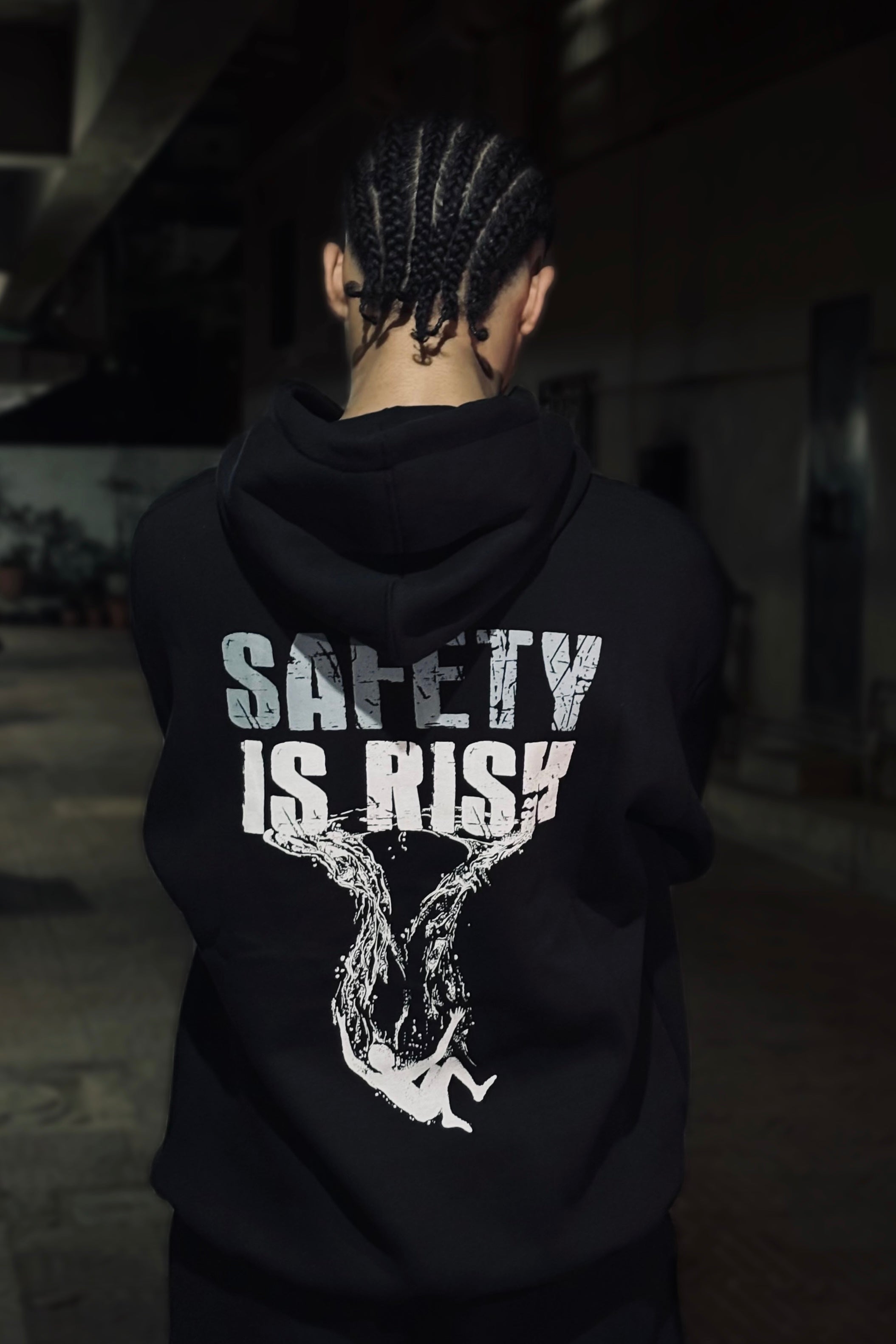 SAFETY IS RISK BLACK HOODIE